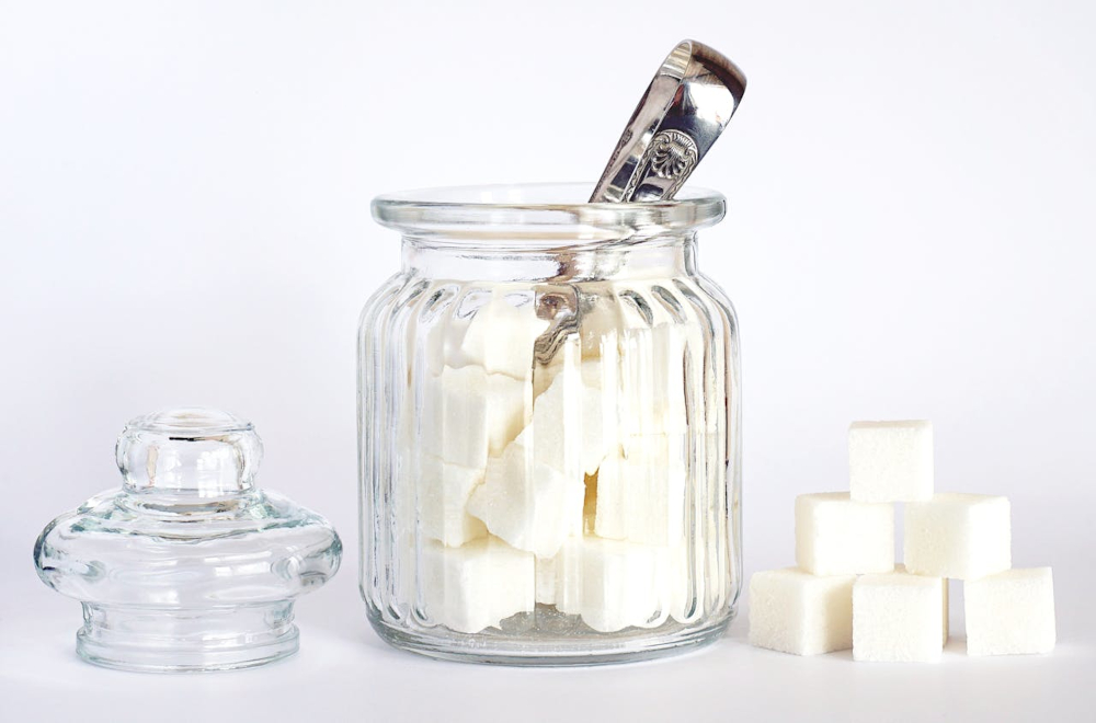 sugar in a glass jar