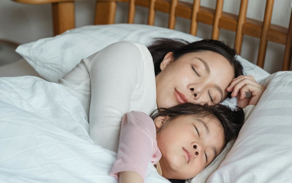 Mother and child sleeping