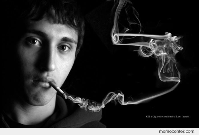 Smoking and Suicide: Cause or Effect?_Kill a cigarette and save a life meme